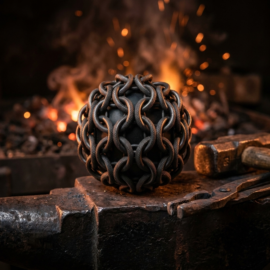 textured steel chainmail, resistant core.
